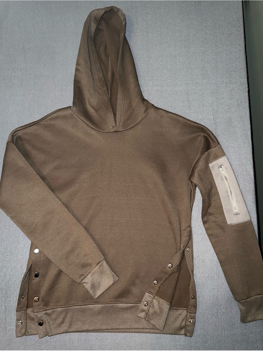 Brown Hooded Snap-Side Sweatshirt